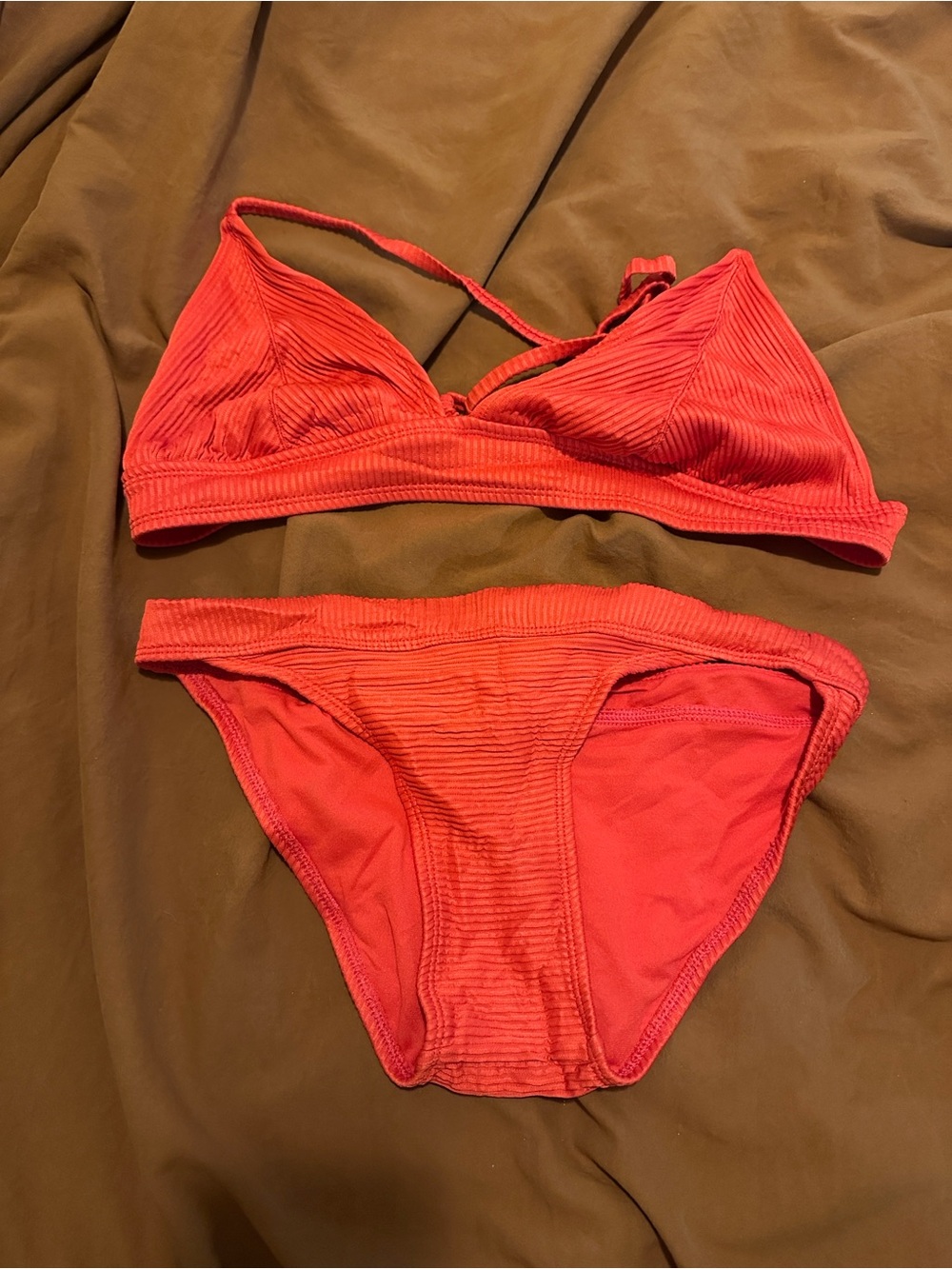 Red Ribbed Bikini bottom - Women's Swimwear